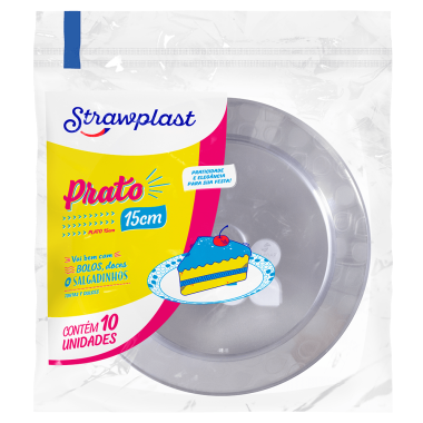 PRATO REDONDO 15 CM CRISTAL C/10 STRAWPLAST