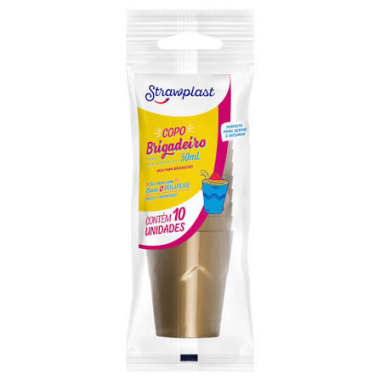 COPO 50 ML BRIGADEIRO DOURADO C/10 STRAWPLAST