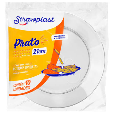 PRATO REDONDO 21 CM CRISTAL C/10 STRAWPLAST