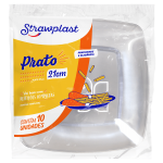 PRATO QUADRADO 21 CM CRISTAL C/10 STRAWPLAST