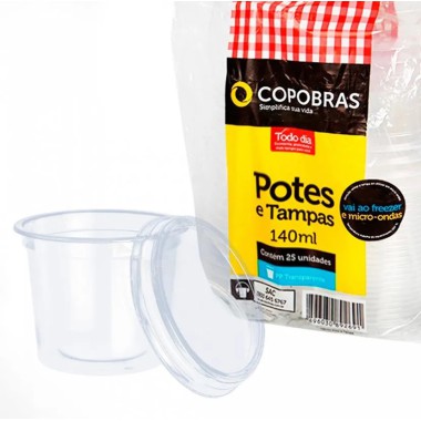 Pote e tampa redondo 140 ml c/25