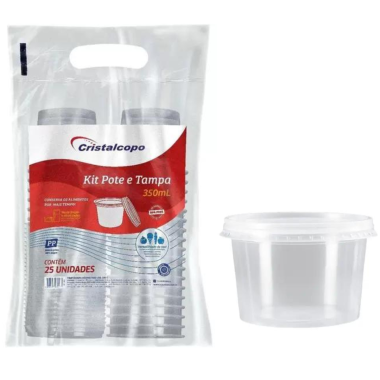 Pote e tampa redondo 350 ml c/25 Pote e tampa redondo 350 ml c/25