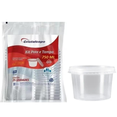 Pote e tampa redondo 750 ml c/25 Pote e tampa redondo 750 ml c/25