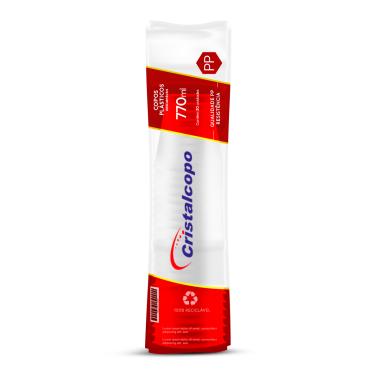 COPO PLASTICO PP TRANSPARENTE 770 ML C/30 UNID CRISTALCOPO