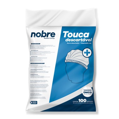 Touca Descartável Sanfonada Nobre Branca - Pacote com 100 Unidades