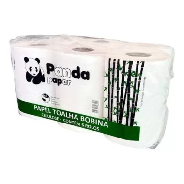 Papel toalha bobina 100% celulose panda 200m c/6 Papel toalha bobina 100% celulose panda 200m c/6