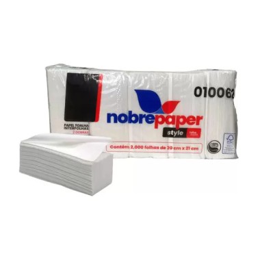 Papel toalha interfolha 100% celulose folha dupla nobre c/2000 Papel toalha interfolha 100% celulose folha dupla nobre c/2000