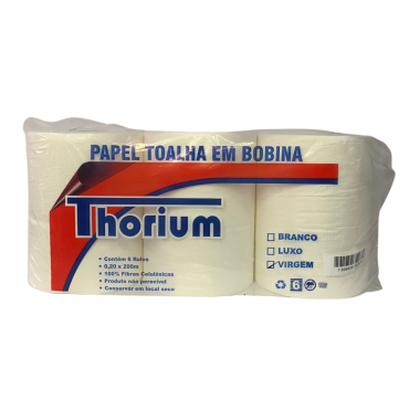 Papel toalha bobina 100% celulose thorium 200m c/6 Papel toalha bobina 100% celulose thorium 200m c/6