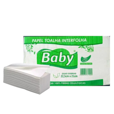 Papel toalha interfolha 100% celulose baby c/1000 Papel toalha interfolha 100% celulose baby c/1000