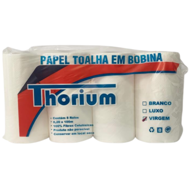 Papel toalha bobina 100% celulose thorium 100m c/8 Papel toalha bobina 100% celulose thorium 100m c/8