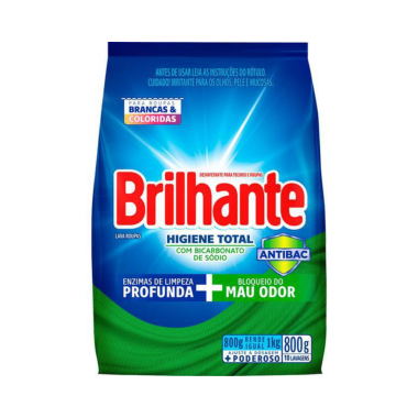 Sabao em po brilhante higiene total 800 grs Sabao em po brilhante higiene total 800 grs