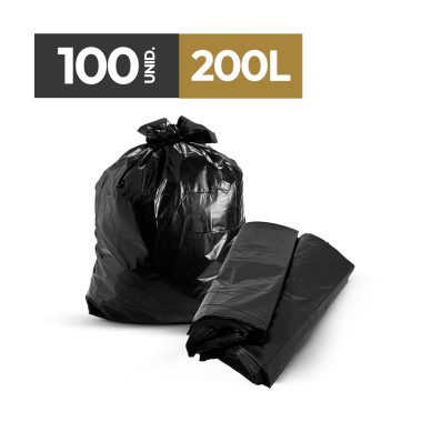 Saco de Lixo Preto P8 - 200 Litros - Pacote c/ 100 Unid. Saco de Lixo Preto P8 - 200 Litros - Pacote c/ 100 Unid.