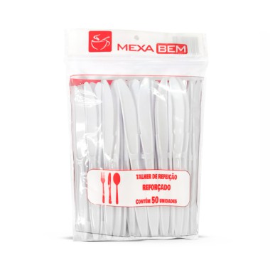 Faca de Refeição Leve Branco - MexaBem (Pacote com 50 unidades) Faca de Refeição Leve Branco - MexaBem (Pacote com 50 unidades)