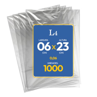 Saco Plástico - 6x23cm - 0,06mm - Pacote com 1000 Unidades Saco Plástico - 6x23cm - 0,06mm - Pacote com 1000 Unidades