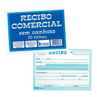 Recibo comercial sem canhoto 50 folhas tamoio Recibo comercial sem canhoto 50 folhas tamoio