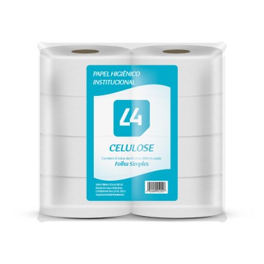 Papel Higiênico Rolão Ribeiro L4 Folha Simples - 100% Celulose - 8x300 Metros