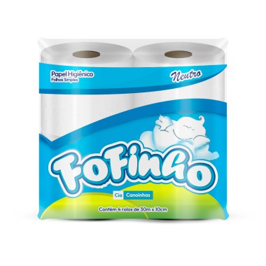 Papel Higiênico Fofinho Folha Simples - 4 Rolos com 30 Metros cada Papel Higiênico Fofinho Folha Simples - 4 Rolos com 30 Metros cada