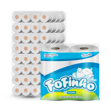 Papel Higiênico Fofinho FS - 64 Rolos com 30 Metros cada Papel Higiênico Fofinho FS - 64 Rolos com 30 Metros cada