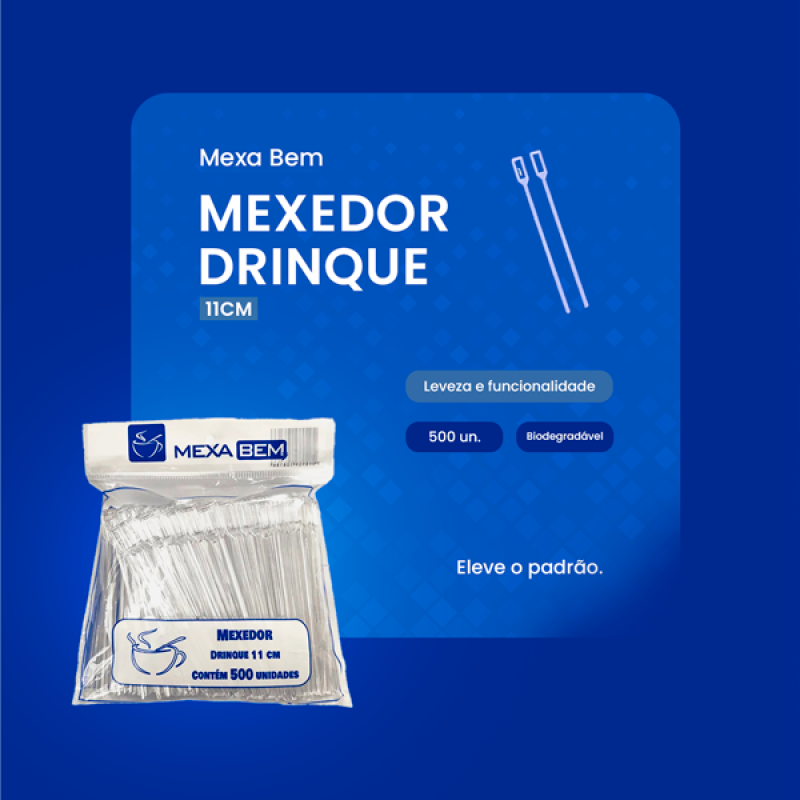 Mexedor de Drink Cristal Mexabem 11cm – Kit 500 Unidades – Ideal para Coquetéis, Café e Eventos