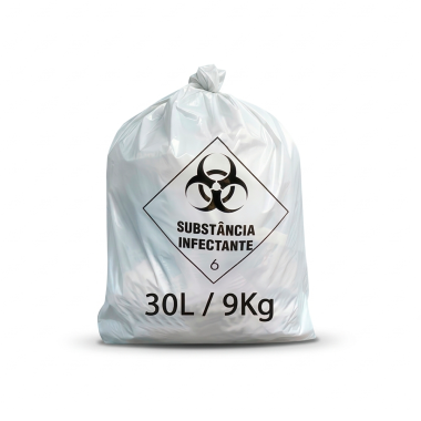 Saco de Lixo Infectante 30 Litros Branco com 100 Unidades - Descarte de Resíduos Hospitalares