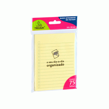Bloco Autoadesivo Amarelo Pautado 552 TN Office - 130mm x 100mm com 75 Folhas