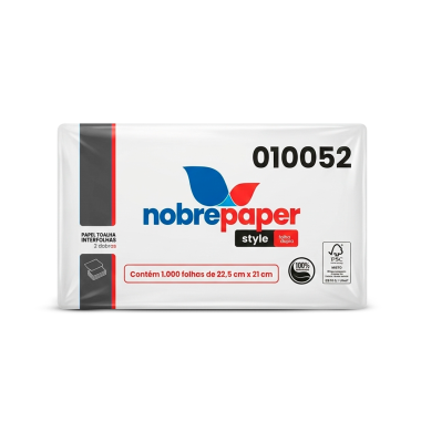Papel Toalha Interfolha 100% Celulose Folha Dupla Nobre – Pacote com 1000 Folhas