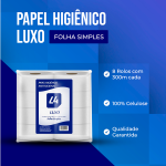 Papel Higiênico Rolão Luxo Ribeiro 300m com 8 Rolos Branco Macio e Resistente