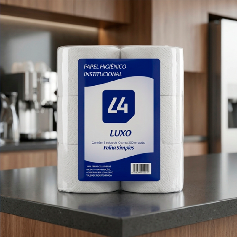 Papel Higiênico Rolão Luxo Ribeiro 300m com 8 Rolos Branco Macio e Resistente
