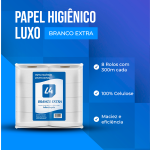 Papel Higiênico Rolão Ribeiro L4 Folha Simples Branco  - 8x300 Metros