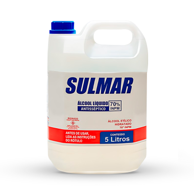 Álcool Líquido 70% 5 Litros Sulmar - Desinfetante Bactericida de Alto Rendimento