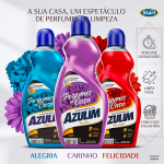 Kit 3 Limpadores Perfumados Azulim 500ml – Alegria, Carinho e Felicidade | Limpeza e Perfume Duradouro