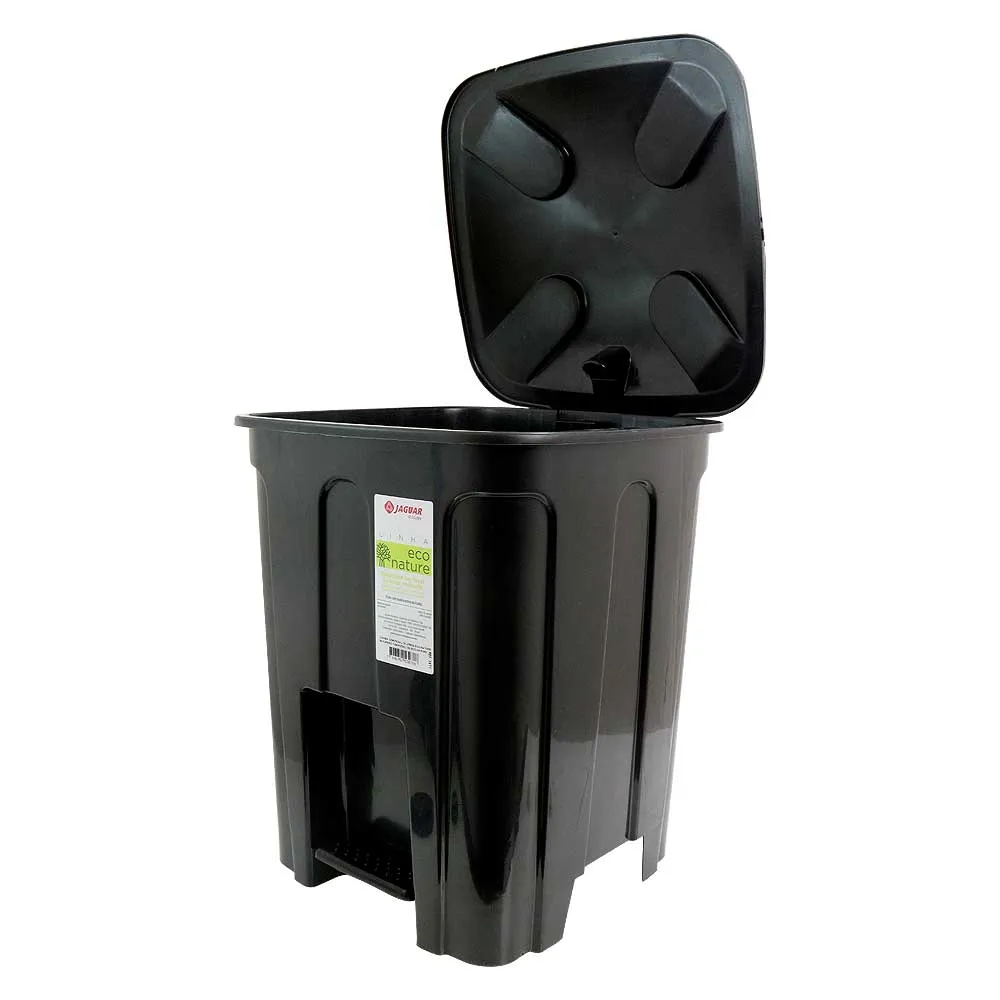 LIXEIRA PLASTICA C/ PEDAL PRETA 15 LTS JAGUAR
