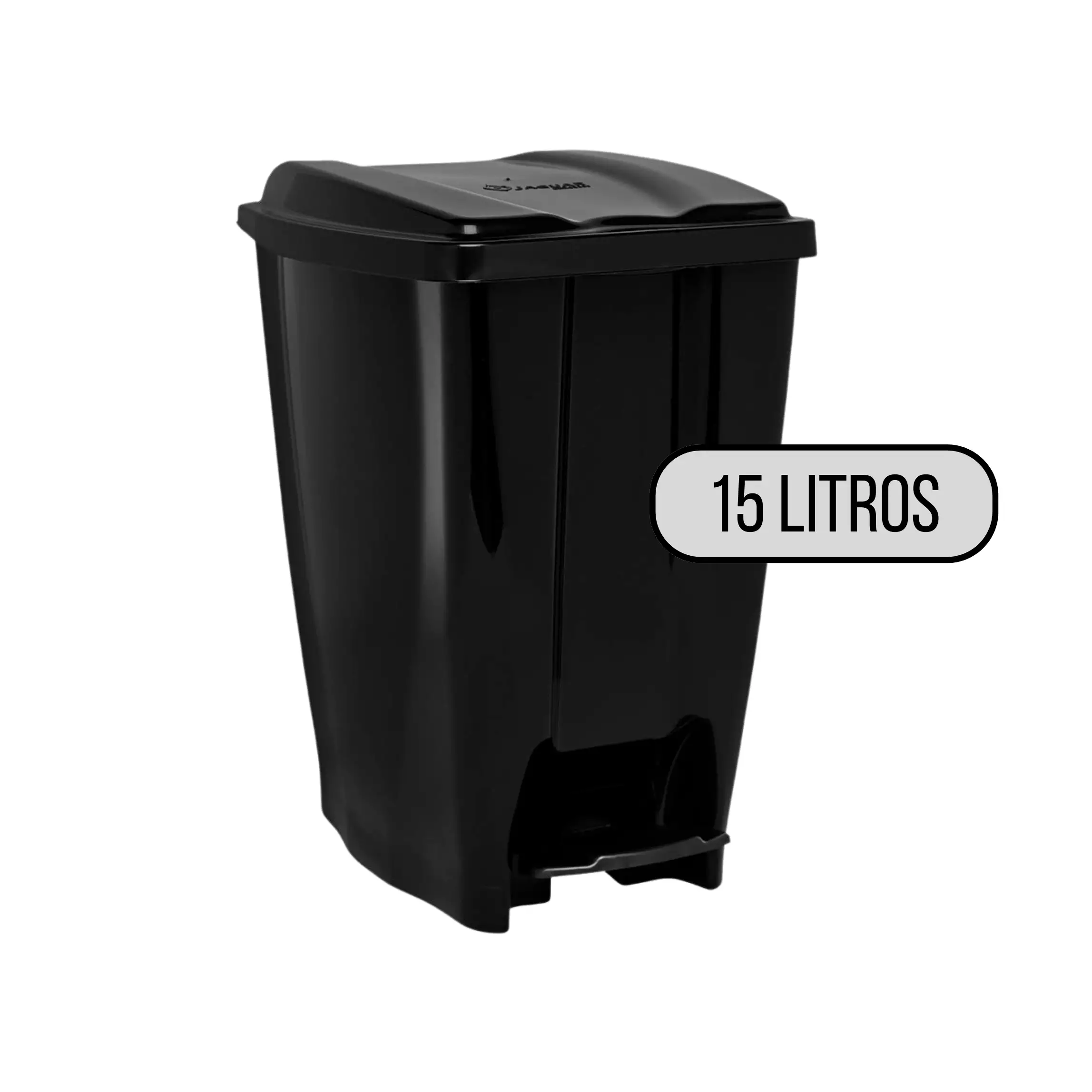 LIXEIRA PLASTICA C/ PEDAL PRETA 15 LTS JAGUAR