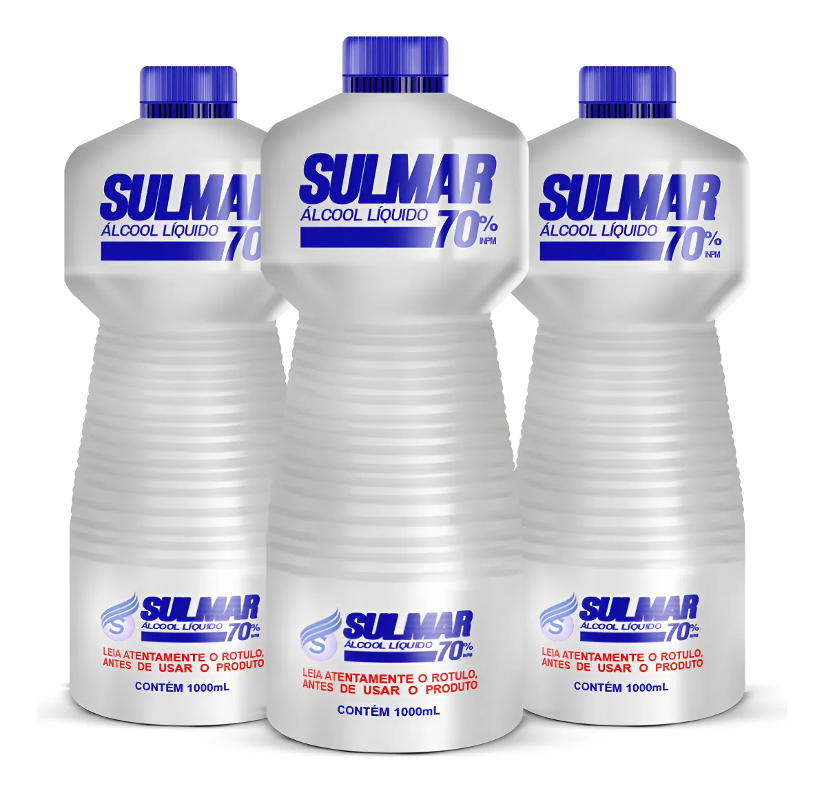 Kit 3 Alcool Líquido Bactericida 70° 1 Litro Sulmar