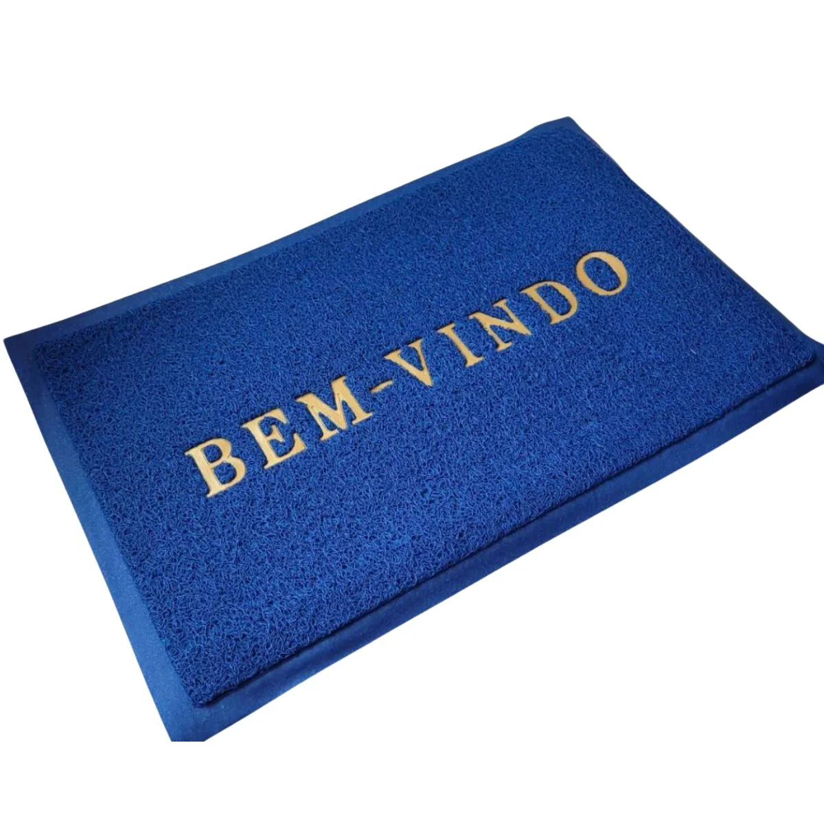 TAPETE CAPACHO EMBORRACHADO BEM-VINDO GIRA - AZUL