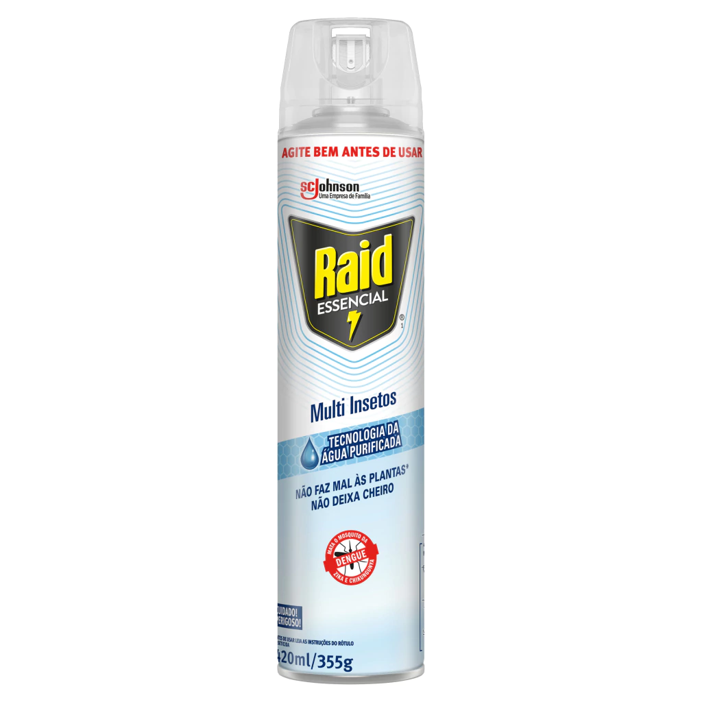 INSETICIDA AEROSOL S/ CHEIRO BASE AGUA 420 ML RAID