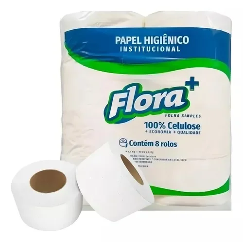 PAPEL HIGIENICO ROLAO 100% CELULOSE INSTITUCIONAL FLORA