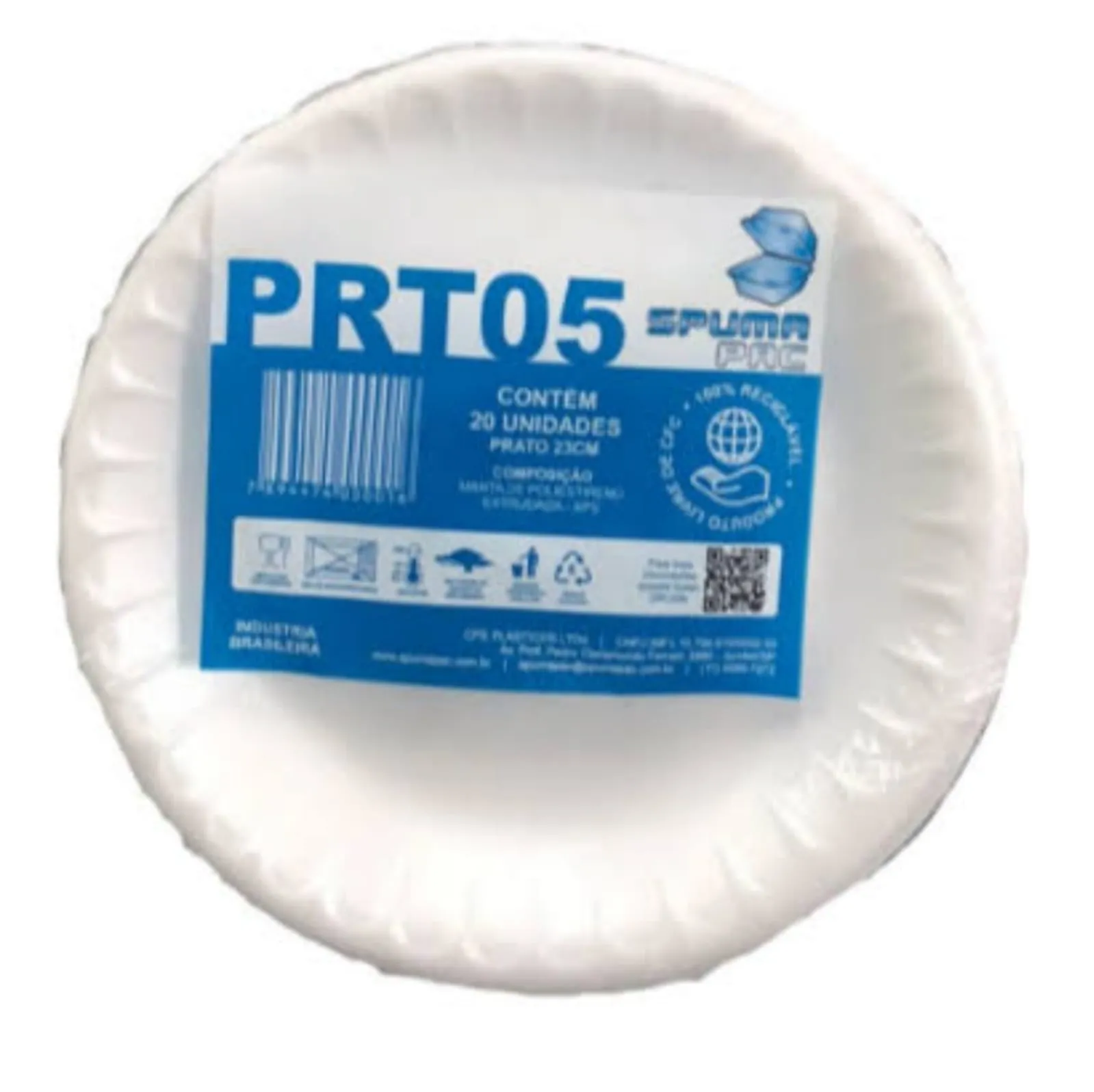 PRATO DE ISOPOR 05 23 CM C/20 SPUMAPAC