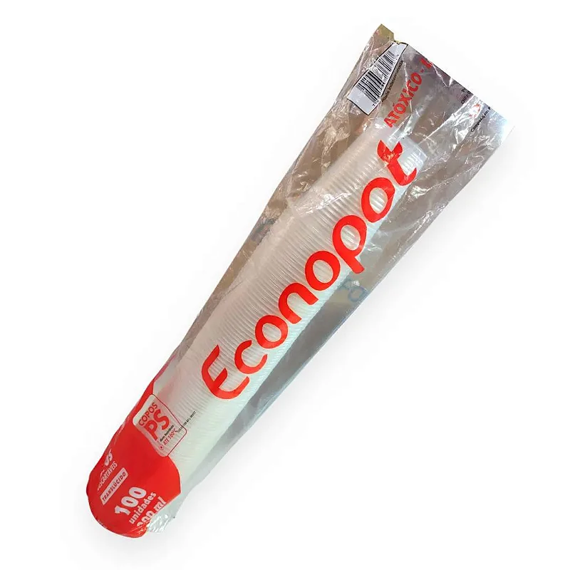COPO PLASTICO PS TRANSPARENTE 200 ML C/100 ECONOPOT