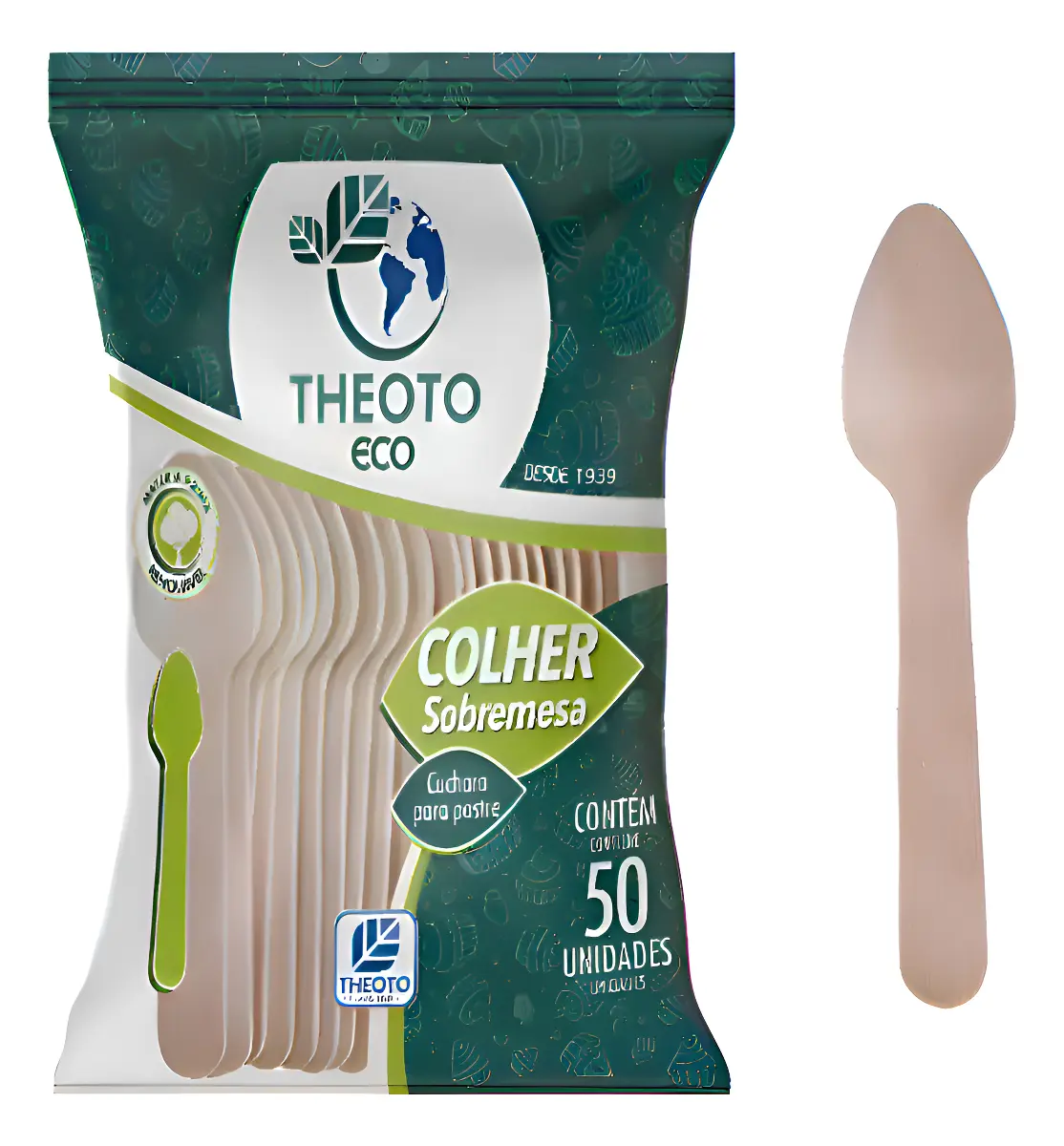 COLHER MADEIRA SOBREMESA ECO C/50 THEOTO